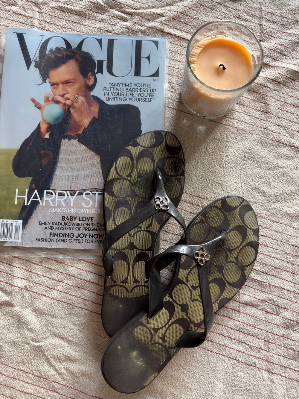Authentic Coach Signature Monogram Flip Flop Sandals – Size 7